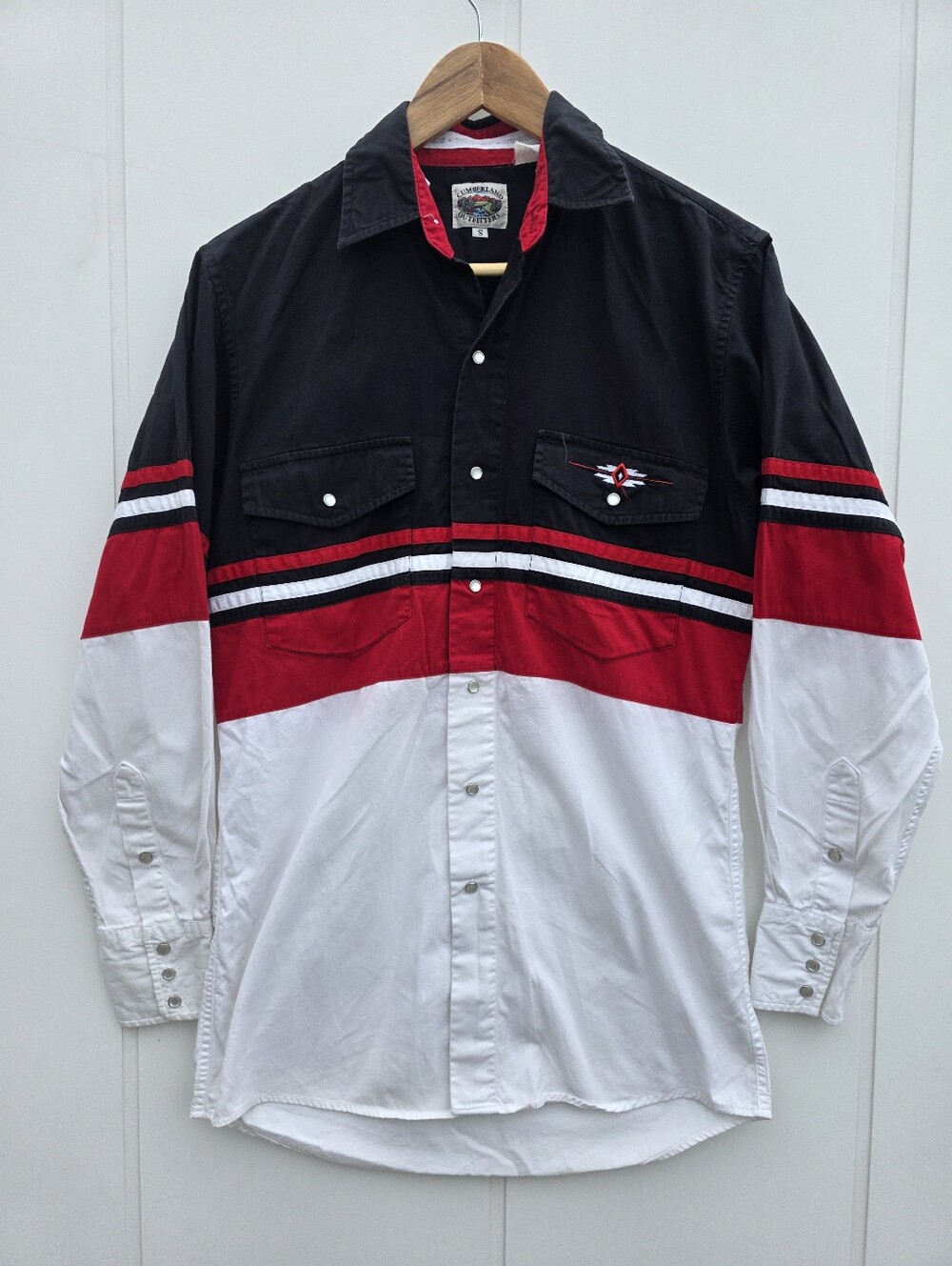 Vintage Cumberland Outfitters Colorblock Western Pearl Snap Shirt Mens Small